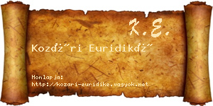 Kozári Euridiké névjegykártya